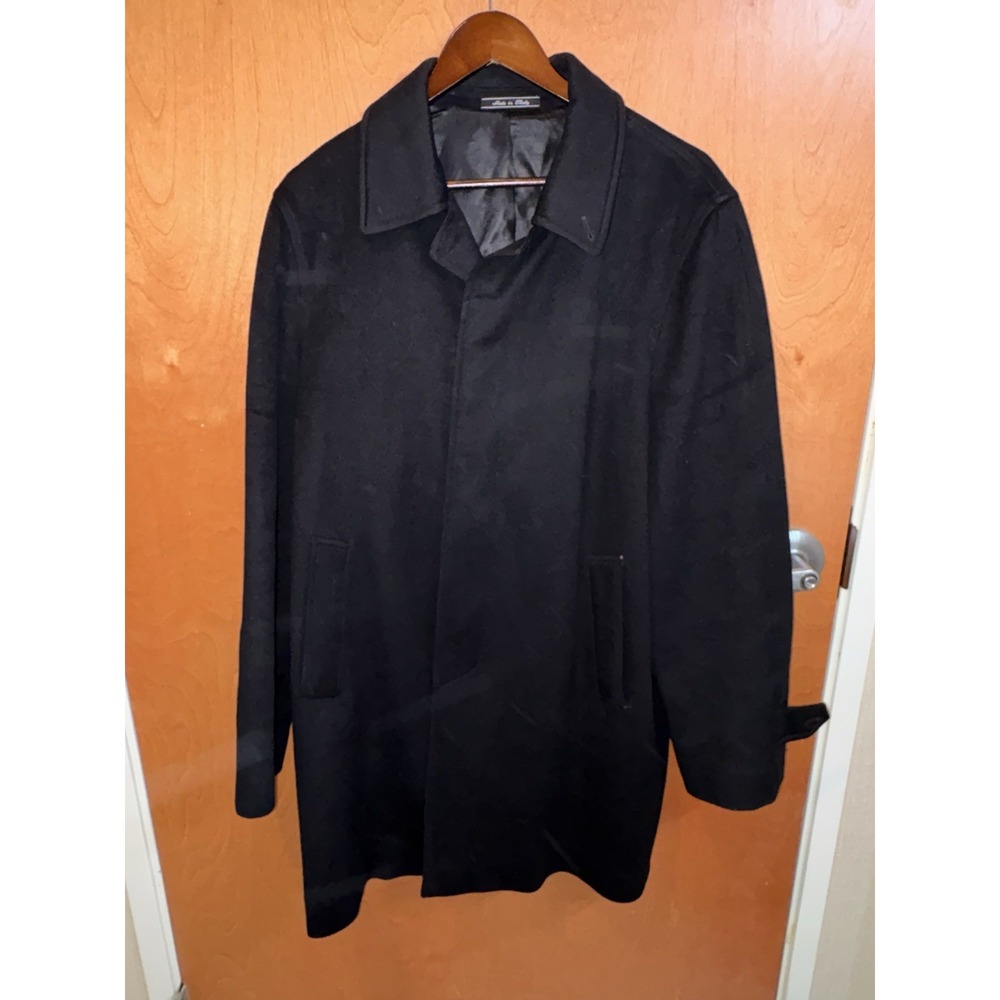 Kilgore Trout Men's 50 Suit Trench Coat 100% Pure Wool Black READ